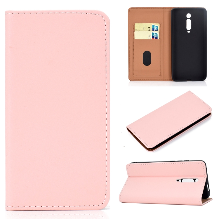 

For Xiaomi Redmi K20 Solid Color Frosted Magnetic Horizontal Flip Leather Case with Card Slots & Holder(Pink)