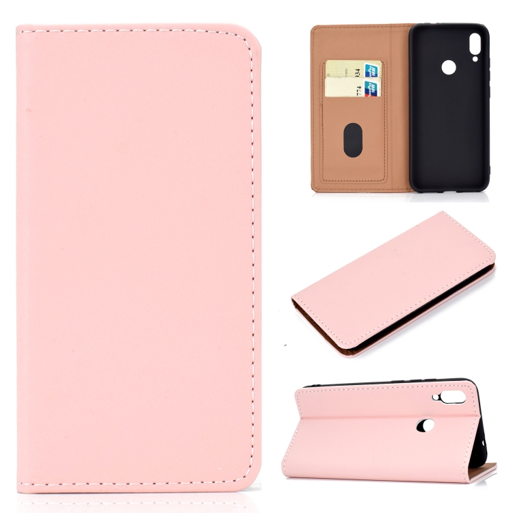 

For Xiaomi Redmi Note 7 Solid Color Frosted Magnetic Horizontal Flip Leather Case with Card Slots & Holder(Pink)