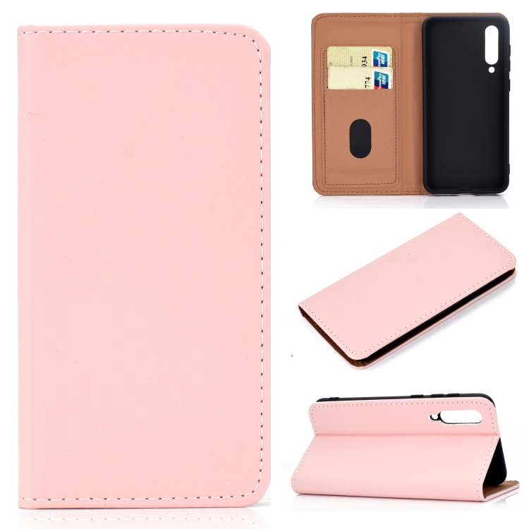 

For Xiaomi 9 SE Solid Color Frosted Magnetic Horizontal Flip Leather Case with Card Slots & Holder(Pink)