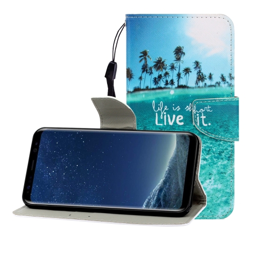 

For Galaxy S8 Colored Drawing Horizontal Flip Leather Case with Holder & Card Slot & Wallet(Coconut Tree)