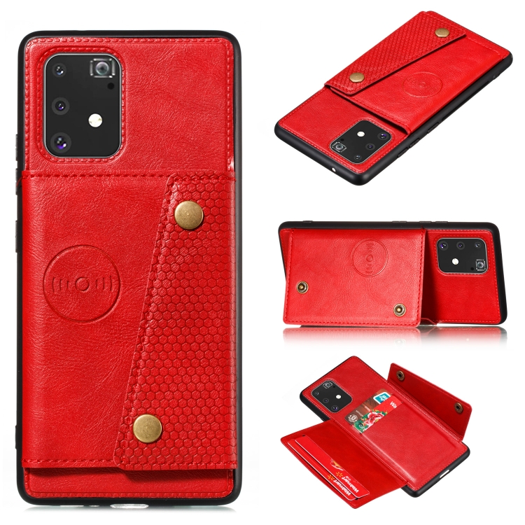 

For Galaxy A91 / M80s PU + TPU Shockproof Magnetic Protective Case with Card Slots(Red)