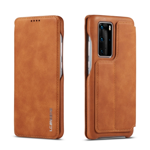 

For Huwei P40 Pro LC.IMEEKE Hon Ancient Series Horizontal Flip Leather Case with Holder & Card Slot(Brown)