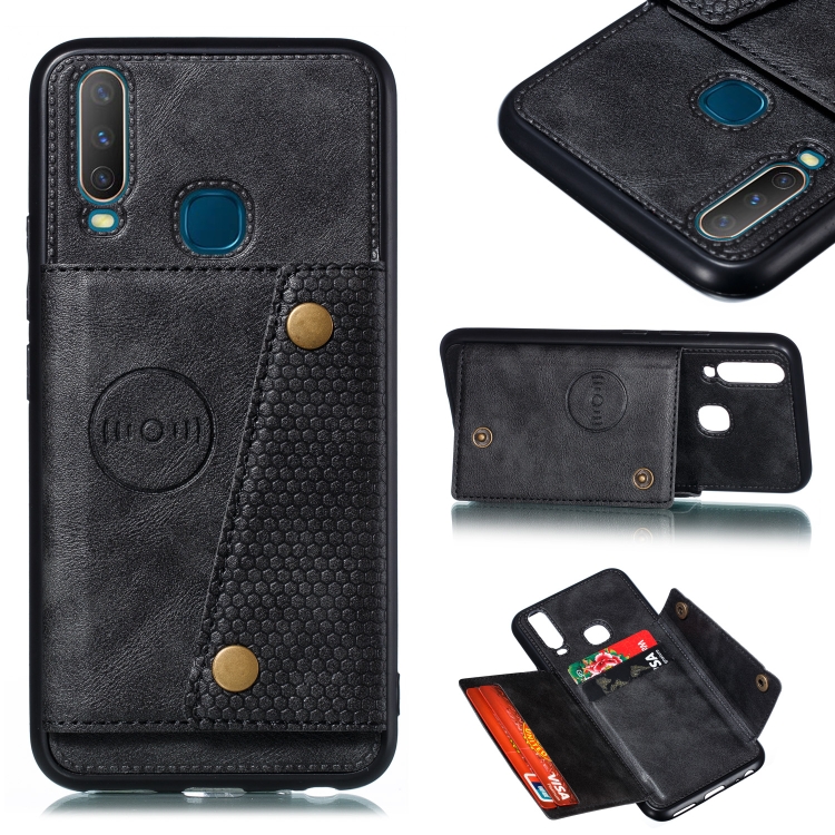 

For Huawei Y7p 2020 PU + TPU Shockproof Magnetic Protective Case with Card Slots(Black)