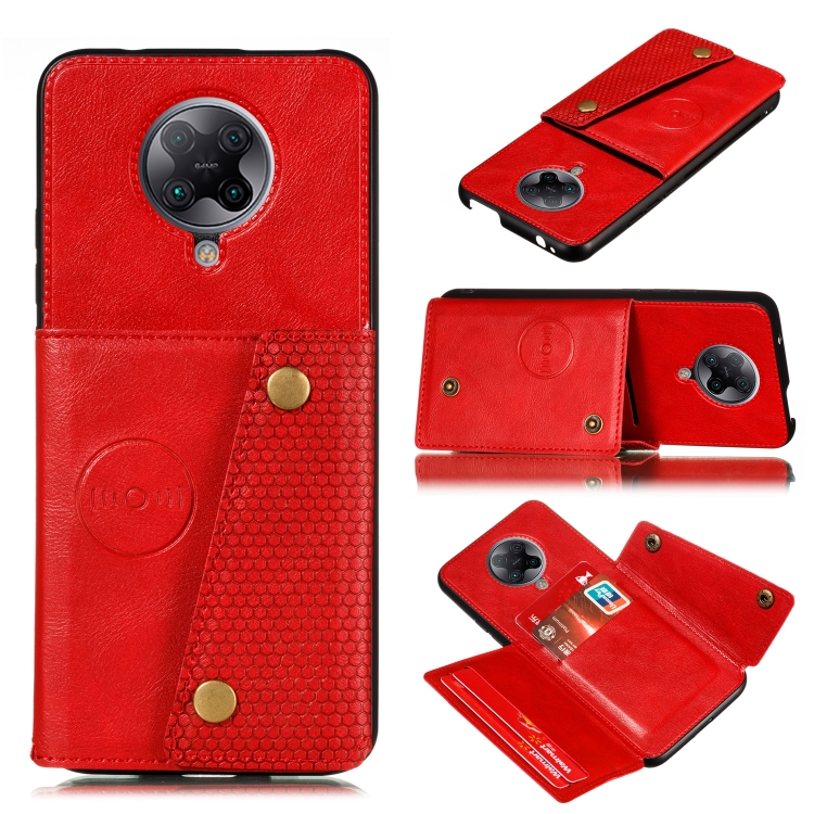 

For Xiaomi Redmi K30 Pro PU + TPU Shockproof Magnetic Protective Case with Card Slots(Red)
