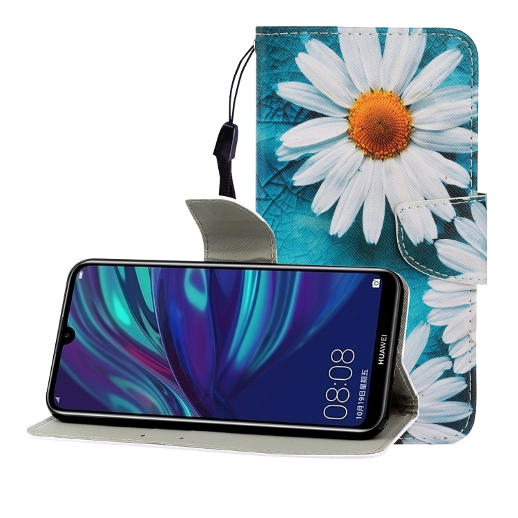 

For Huawei Enjoy 9 Colored Drawing Horizontal Flip Leather Case with Holder & Card Slot & Wallet(Chrysanthemum)
