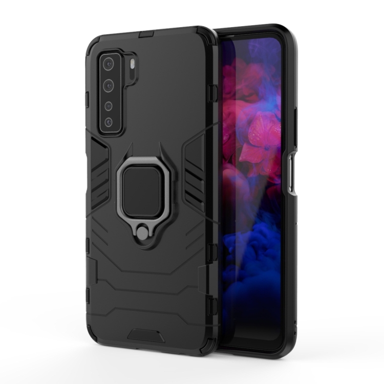 

For Huawei nova 7 SE Shockproof PC + TPU Protective Case, with Magnetic Ring Holder(Black)