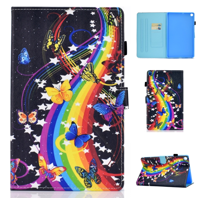 

For Galaxy Tab A10.1 T510 Horizontal TPU Painted Flat Feather Case Anti-skid strip with Pen Cover & Card Slot & Holder(Music Butterfly)