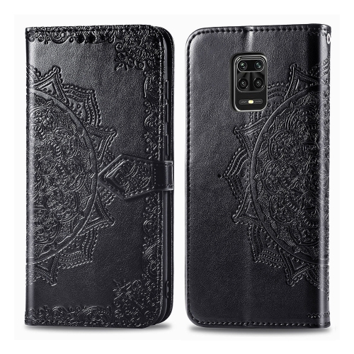 

For Xiaomi Redmi Note 9S Embossed Mandala Pattern PC + TPU Horizontal Flip Leather Case with Holder & Card Slots(Black)