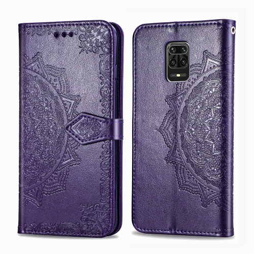 

For Xiaomi Redmi Note 9S Embossed Mandala Pattern PC + TPU Horizontal Flip Leather Case with Holder & Card Slots(Purple)