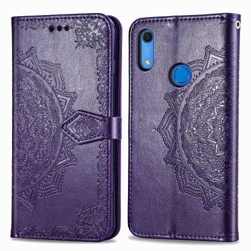 

For Huawei Y6s (2019) Embossed Mandala Pattern PC + TPU Horizontal Flip Leather Case with Holder & Card Slots(Purple)