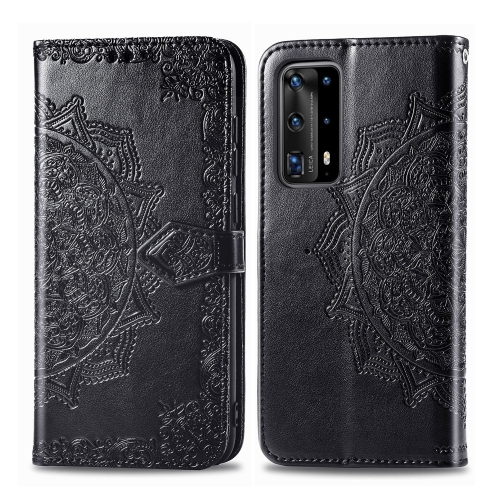 

For Huawei P40 Pro / P40 Pro+ Embossed Mandala Pattern PC + TPU Horizontal Flip Leather Case with Holder & Card Slots(Black)