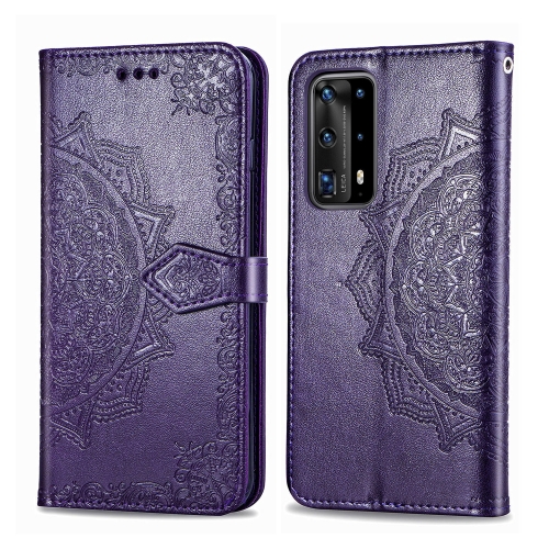 

For Huawei P40 Pro / P40 Pro+ Embossed Mandala Pattern PC + TPU Horizontal Flip Leather Case with Holder & Card Slots(Purple)