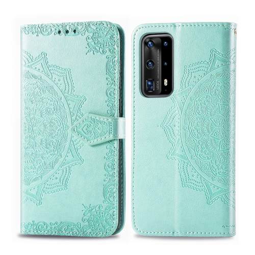 

For Huawei P40 Pro / P40 Pro+ Embossed Mandala Pattern PC + TPU Horizontal Flip Leather Case with Holder & Card Slots(Green)