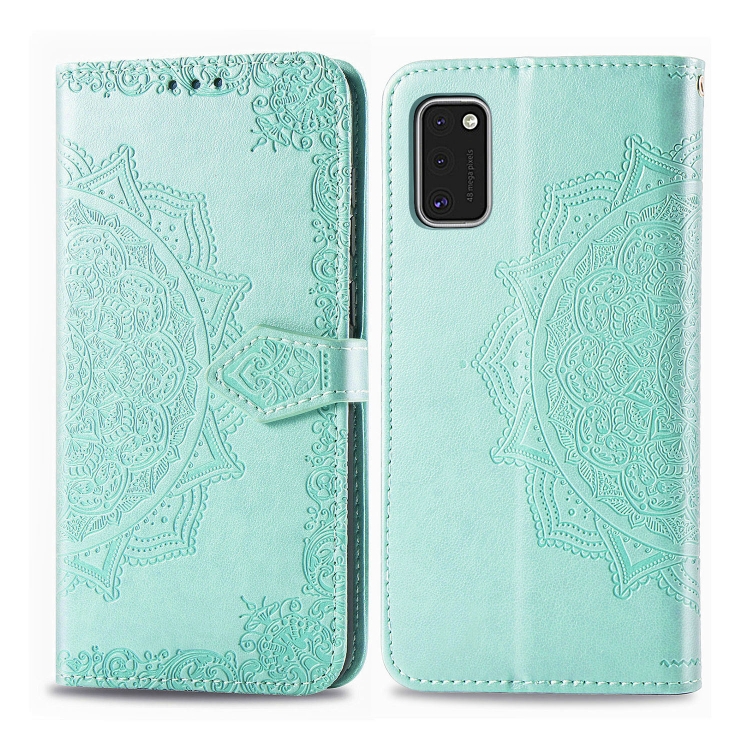 

For Galaxy A41 Embossed Mandala Pattern PC + TPU Horizontal Flip Leather Case with Holder & Card Slots(Green)