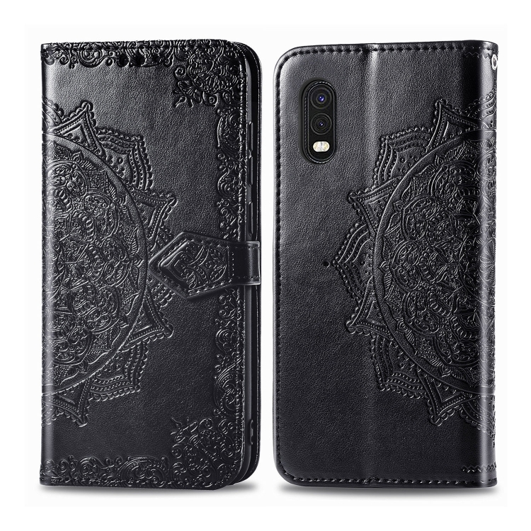 

For Galaxy XCover Pro Embossed Mandala Pattern PC + TPU Horizontal Flip Leather Case with Holder & Card Slots(Black)
