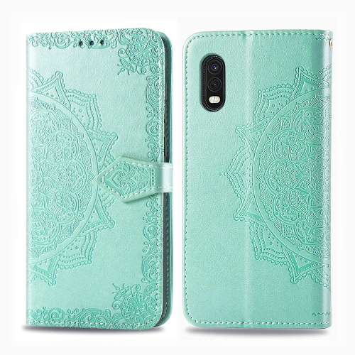 

For Galaxy XCover Pro Embossed Mandala Pattern PC + TPU Horizontal Flip Leather Case with Holder & Card Slots(Green)