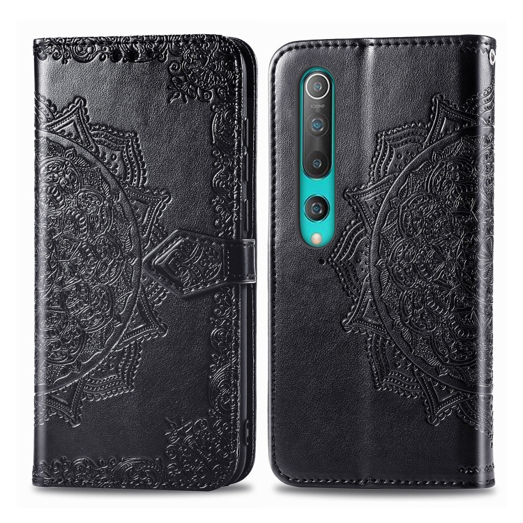 

For Xiaomi Mi 10 Pro 5G Embossed Mandala Pattern PC + TPU Horizontal Flip Leather Case with Holder & Card Slots(Black)