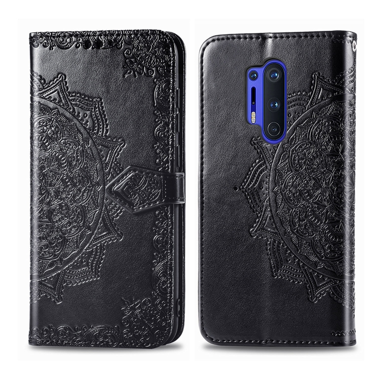

For OnePlus 8 Pro Embossed Mandala Pattern PC + TPU Horizontal Flip Leather Case with Holder & Card Slots(Black)