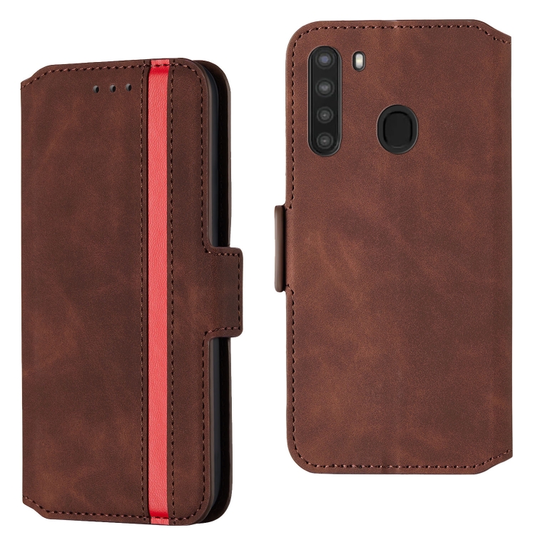 

For Galaxy A21 Vintage Matte Oil-edge Horizontal Flip Leather Case with Bracket & Card Slots(Wine Red)