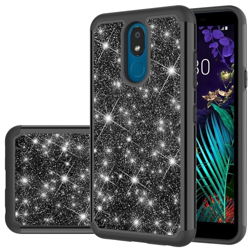 

For LG K30 (2019) / Aristo 4 Plus Glitter Powder Contrast Skin Shockproof Silicone + PC Protective Case(Black)