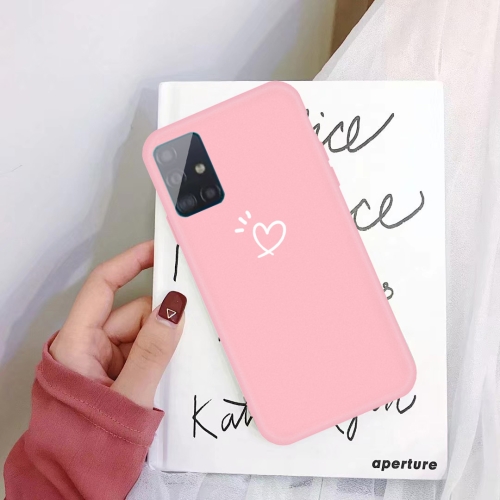 

For Galaxy A71 Three Dots Love-heart Pattern Colorful Frosted TPU Phone Protective Case(Pink)