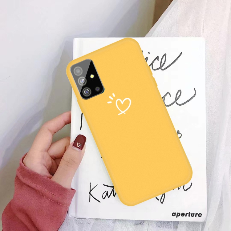 

For Galaxy S20 Plus Three Dots Love-heart Pattern Colorful Frosted TPU Phone Protective Case(Yellow)