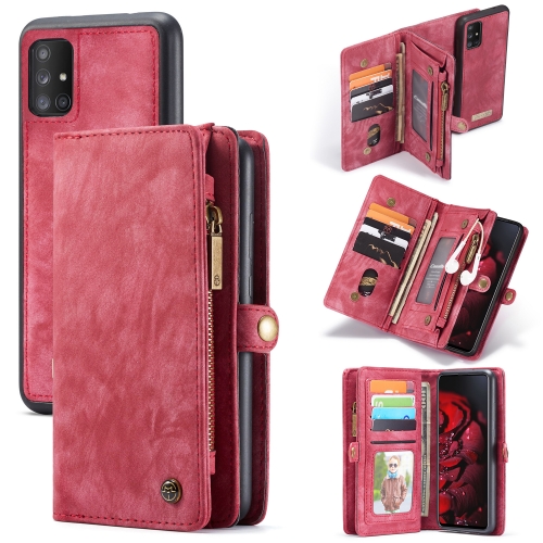 For Galaxy A71 CaseMe Detachable Multifunctional Horizontal Flip Leather Case, with Card Slot & Holder & Zipper Wallet & Photo Frame(Red)
