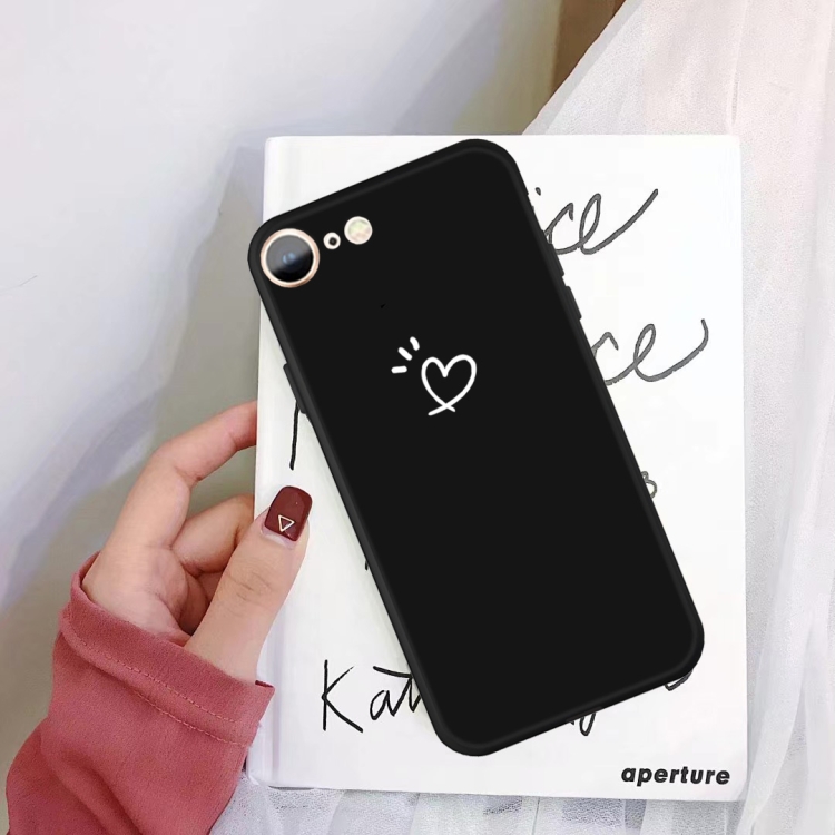 

For iPhone SE 2020 / 8 / 7 Three Dots Love-heart Pattern Colorful Frosted TPU Phone Protective Case(Black)