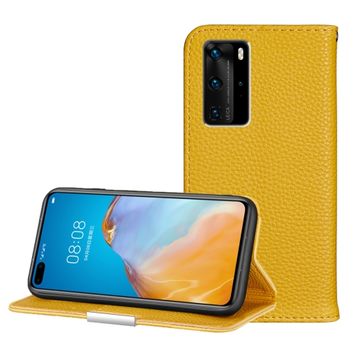 

For Huawei P40 Pro Litchi Texture Solid Color Horizontal Flip Leather Case with Bracket & Card Slots & Wallet & Lanyard(Yellow)