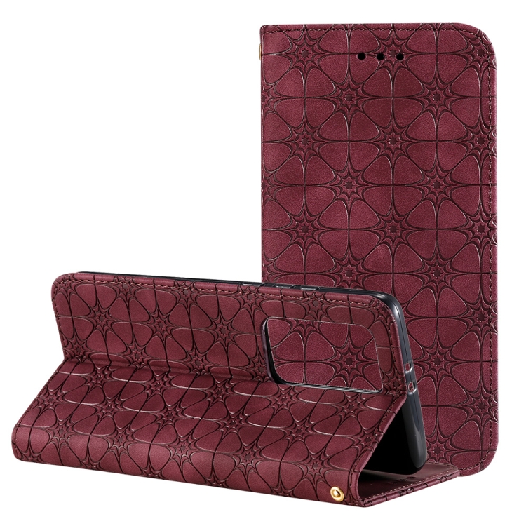 

For Huawei P40 Pro+ Lucky Flowers Embossing Pattern Magnetic Horizontal Flip Leather Case with Holder & Card Slots(Wine Red)