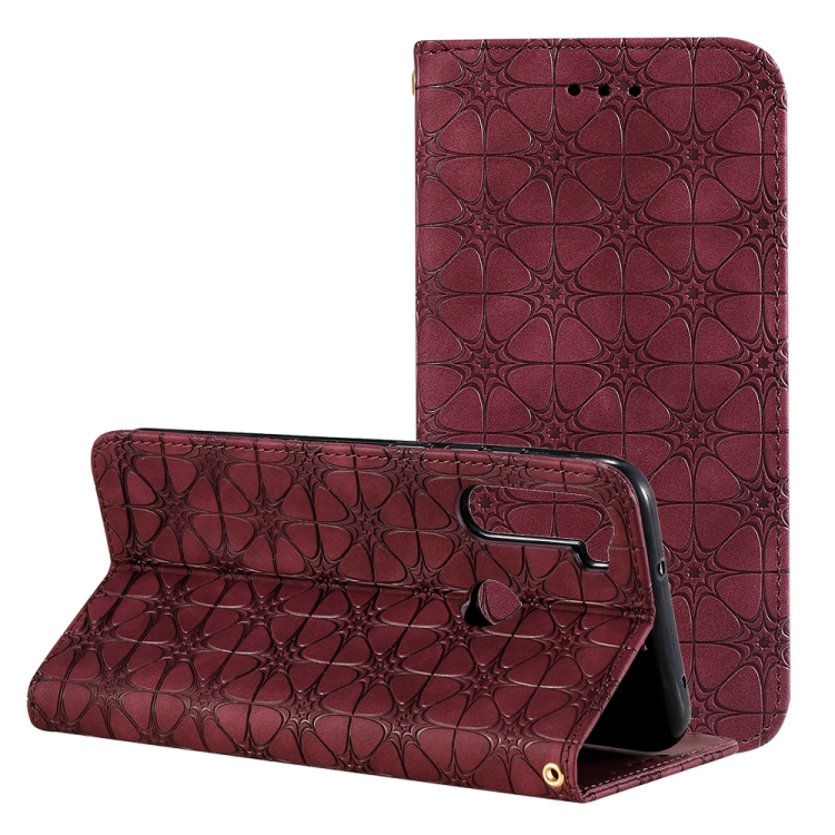

For Xiaomi Redmi Note 8T Lucky Flowers Embossing Pattern Magnetic Horizontal Flip Leather Case with Holder & Card Slots(Wine Red)