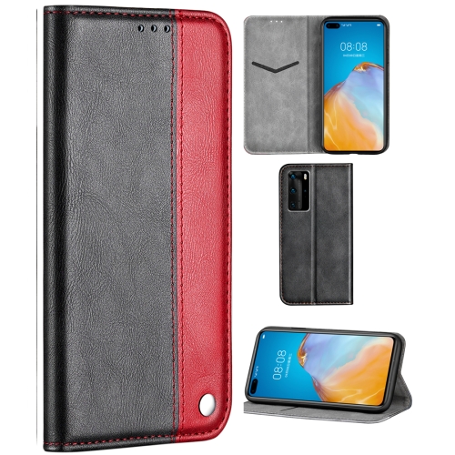 

For Huawei P40 Pro Business Solid Color Stitching Multifunctional Horizontal Flip Leather Case with Bracket & Card Slots(Red)