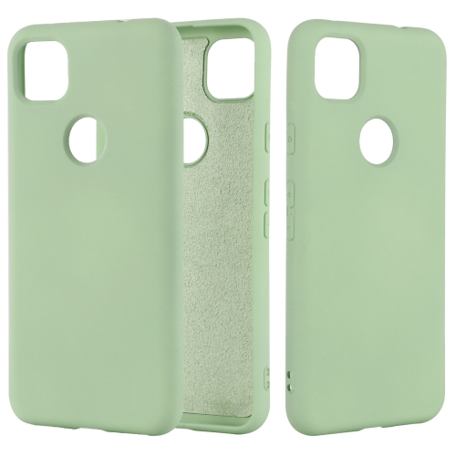 

For Google Pixel 4a Pure Color Liquid Silicone Shockproof Full Coverage Case(Green)