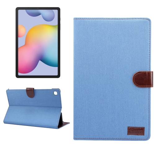 

For Galaxy Tab S6 Lite P610 / P615 Horizontal Flip Denim Leather Case, with Holder & Card Slots & Wallet & Sleep / Wake-up Function(Light Blue)