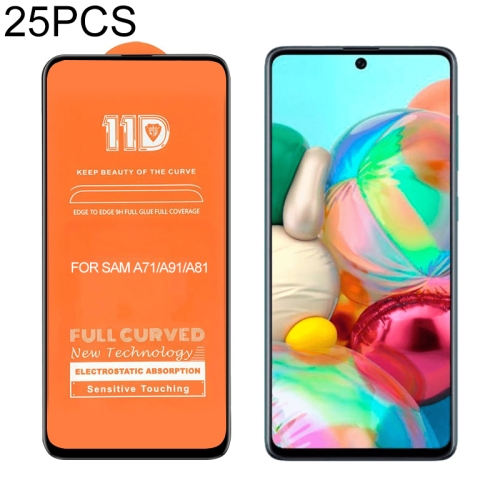 

For Galaxy A71 25 PCS mietubl Scratchproof 11D HD Full Glue Full Curved Screen Tempered Glass Film