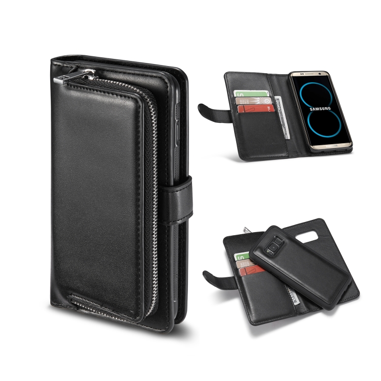 

For Galaxy S8 Plus Plain Texture Zipper Horizontal Flip Leather Case with Card Slots & Wallet Function(Black)