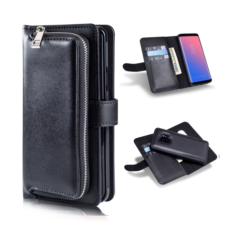 

For Galaxy S9 Plain Texture Zipper Horizontal Flip Leather Case with Card Slots & Wallet Function(Black)