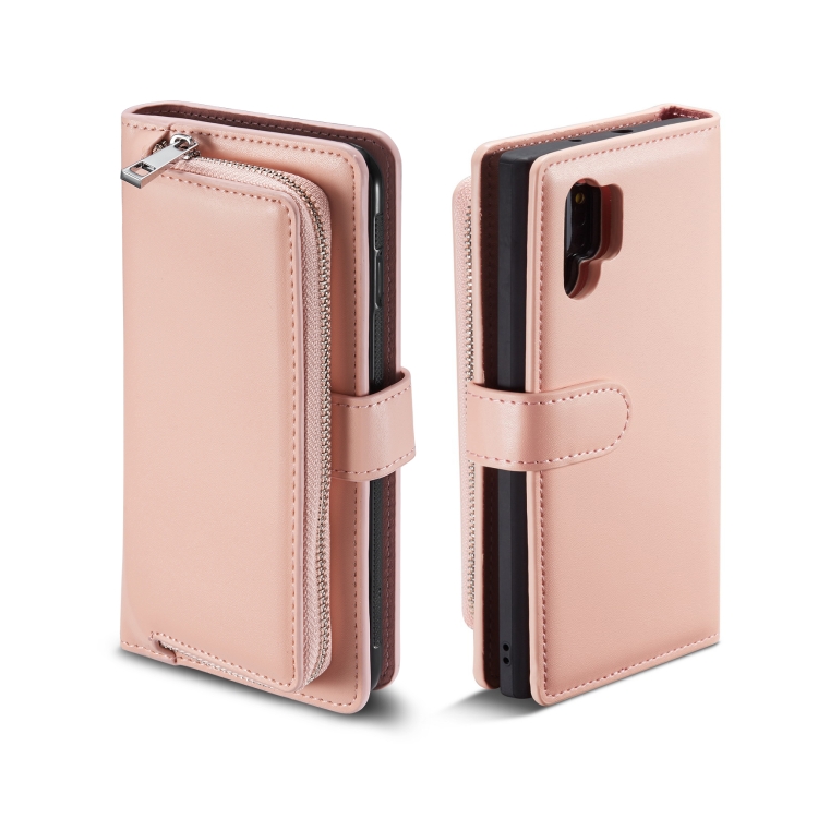 

For Galaxy Note 10 Plus Plain Texture Zipper Horizontal Flip Leather Case with Card Slots & Wallet Function(Pink)