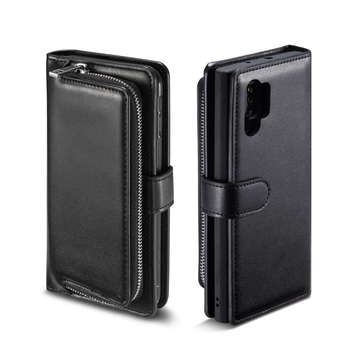 

For Galaxy Note 10 Plus Plain Texture Zipper Horizontal Flip Leather Case with Card Slots & Wallet Function(Black)