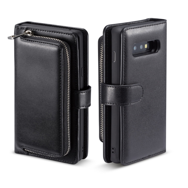 

For Galaxy S10 Plain Texture Zipper Horizontal Flip Leather Case with Card Slots & Wallet Function(Black)