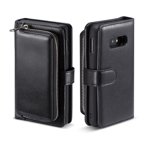 

For Galaxy S10 Lite Plain Texture Zipper Horizontal Flip Leather Case with Card Slots & Wallet Function(Black)