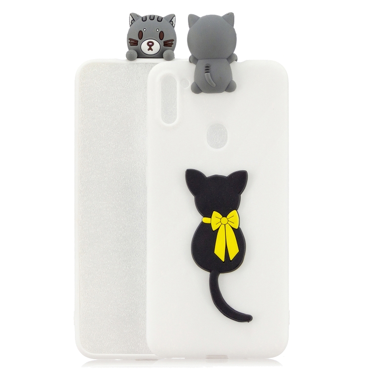 

For Galaxy A11 Shockproof 3D Lying Cartoon TPU Protective Case(Little Black Cat)