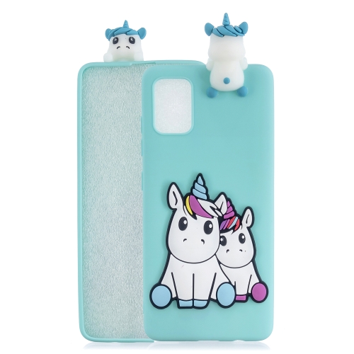 

For Galaxy A91 Shockproof 3D Lying Cartoon TPU Protective Case(Couple Unicorn)