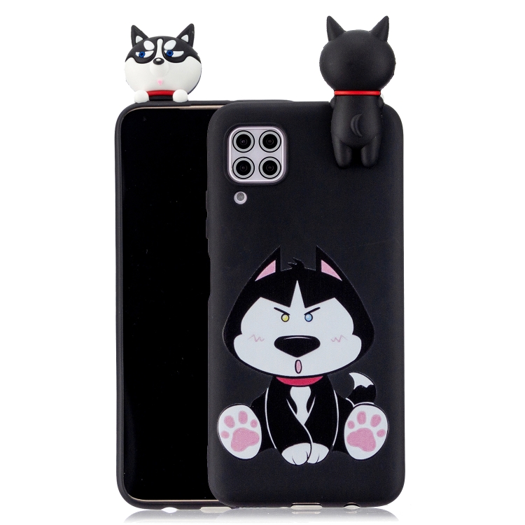 

For Huawei P40 Lite Shockproof Colored Painted Lying Cartoon TPU Protective Case(Cute Husky)