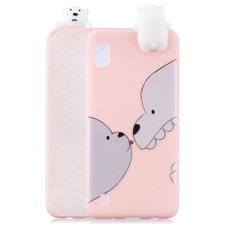 

For Galaxy A01 Shockproof Colored Painted Lying Cartoon TPU Protective Case(Big White Bear)