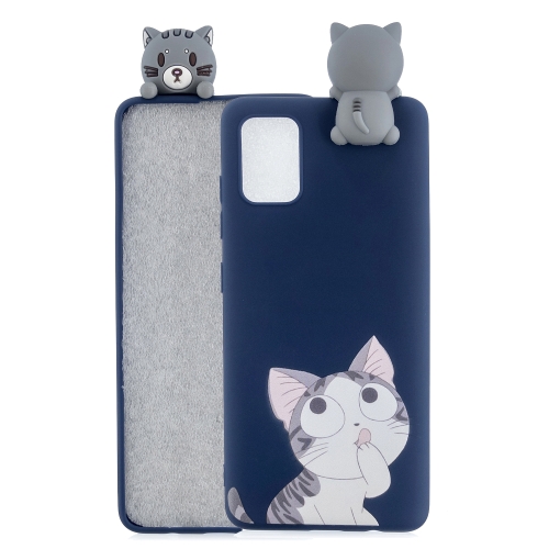 

For Galaxy A41 Shockproof Colored Painted Lying Cartoon TPU Protective Case(Big Face Cat)