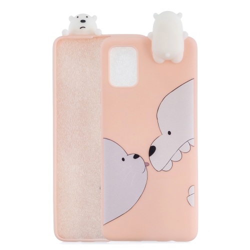 

For Galaxy A71 Shockproof Colored Painted Lying Cartoon TPU Protective Case(Big White Bear)