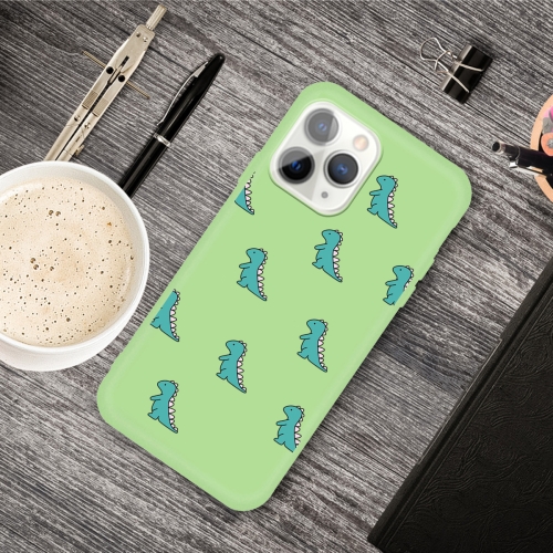 

For iPhone 11 Pro Cartoon Animal Pattern Shockproof TPU Protective Case(Green Dinosaurs)