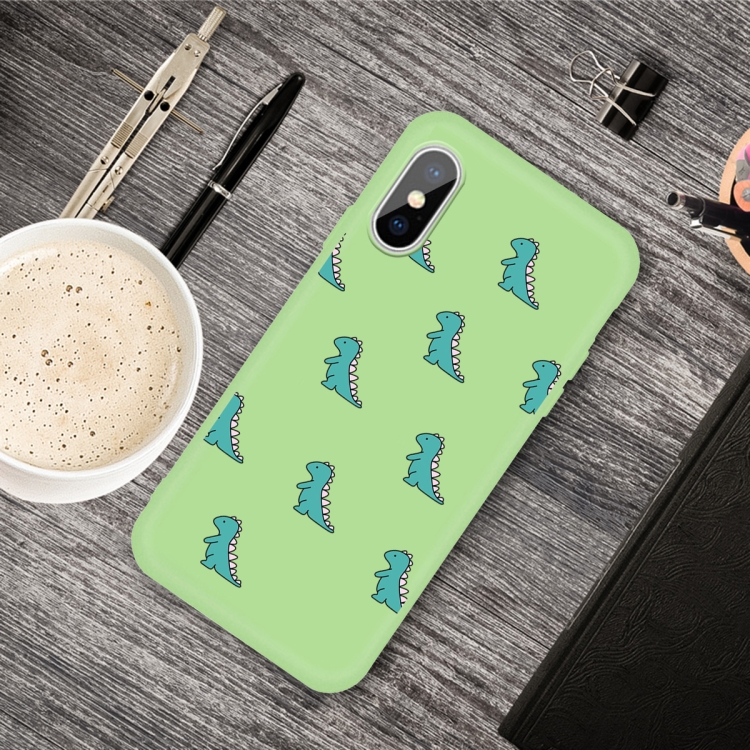 

For iPhone XS / X Cartoon Animal Pattern Shockproof TPU Protective Case(Green Dinosaurs)