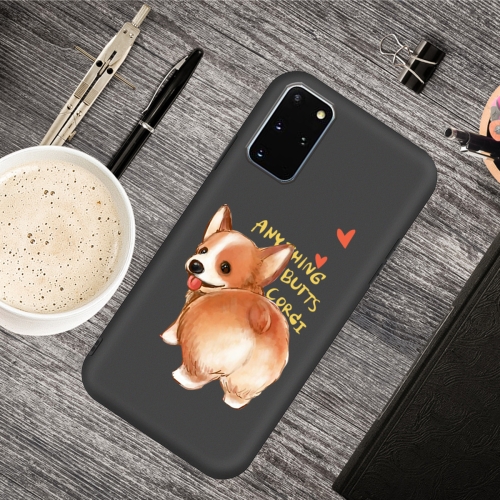 

For Galaxy S20 Cartoon Animal Pattern Shockproof TPU Protective Case(Black Corgi)